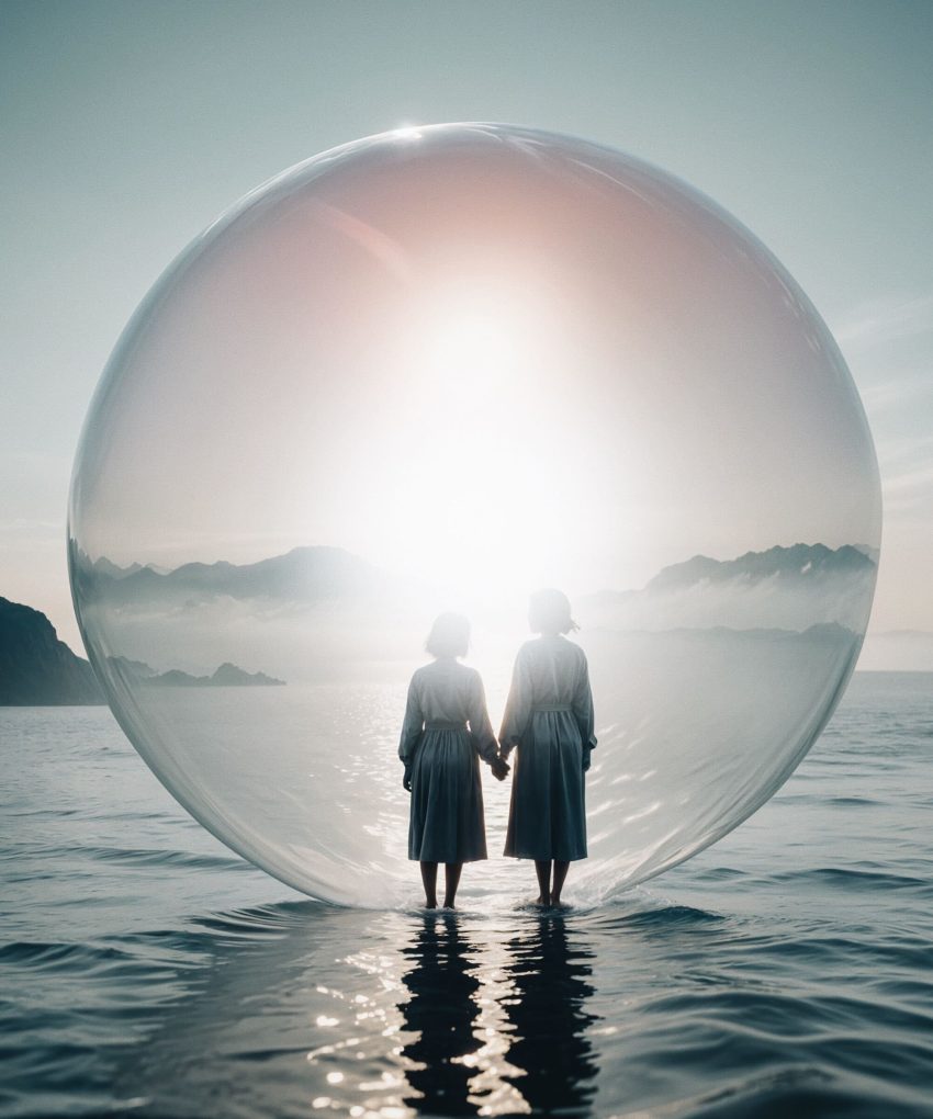 two-people-inside-bubble-sea