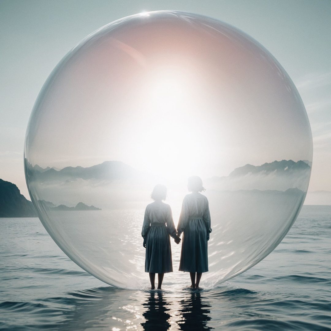 two-people-inside-bubble-sea